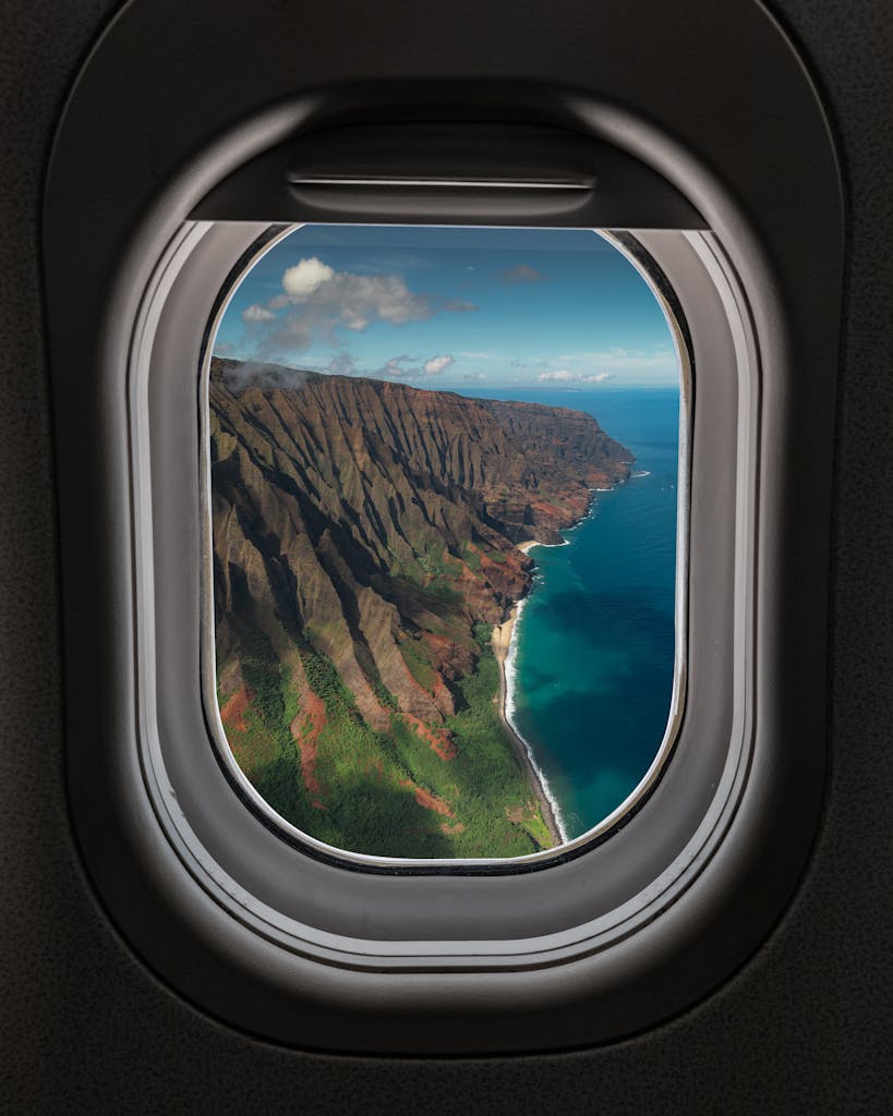 Brown Mountain View from an Airplane Window